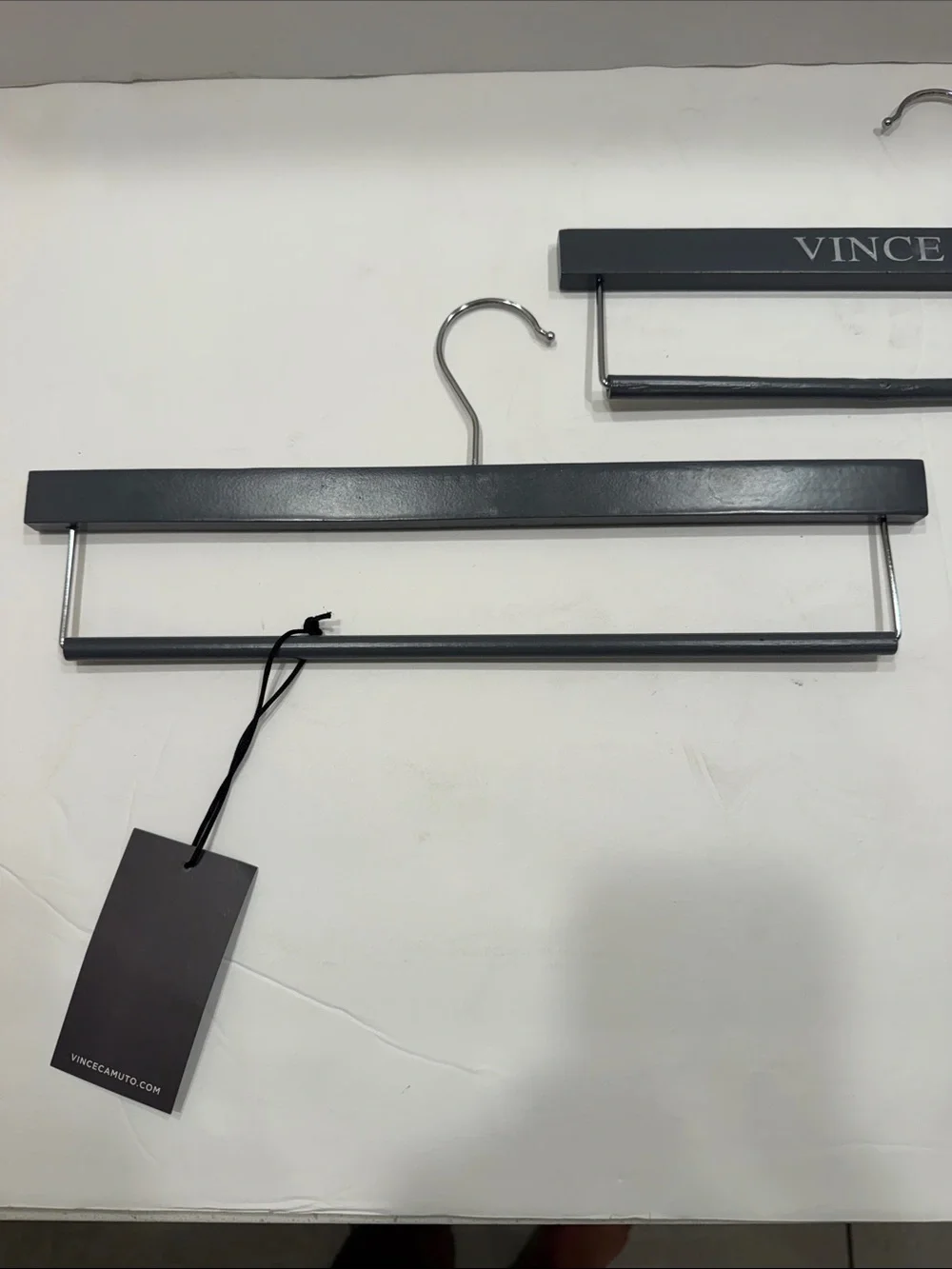 Vince Camuto Black Wooden Pant Hangers with Chrome Hooks